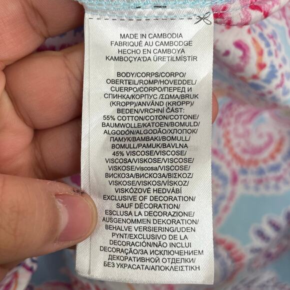 Lauren Ralph Lauren Colorful Paisley Button Down Blouse size Large - Picture 9 of 16